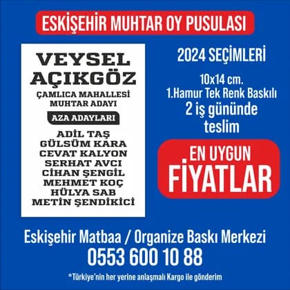 Eskişehir Muhtar Oy Pusulası
