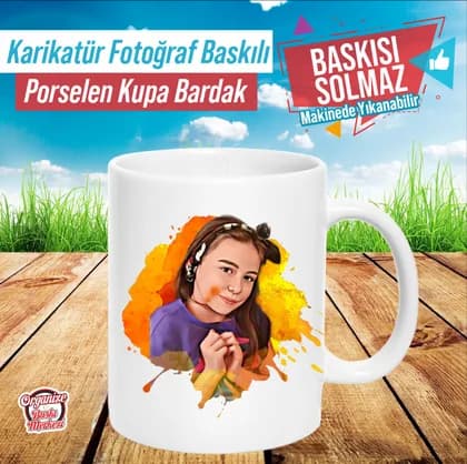 Karikatür Resim Porselen Kupa Bardak (1)