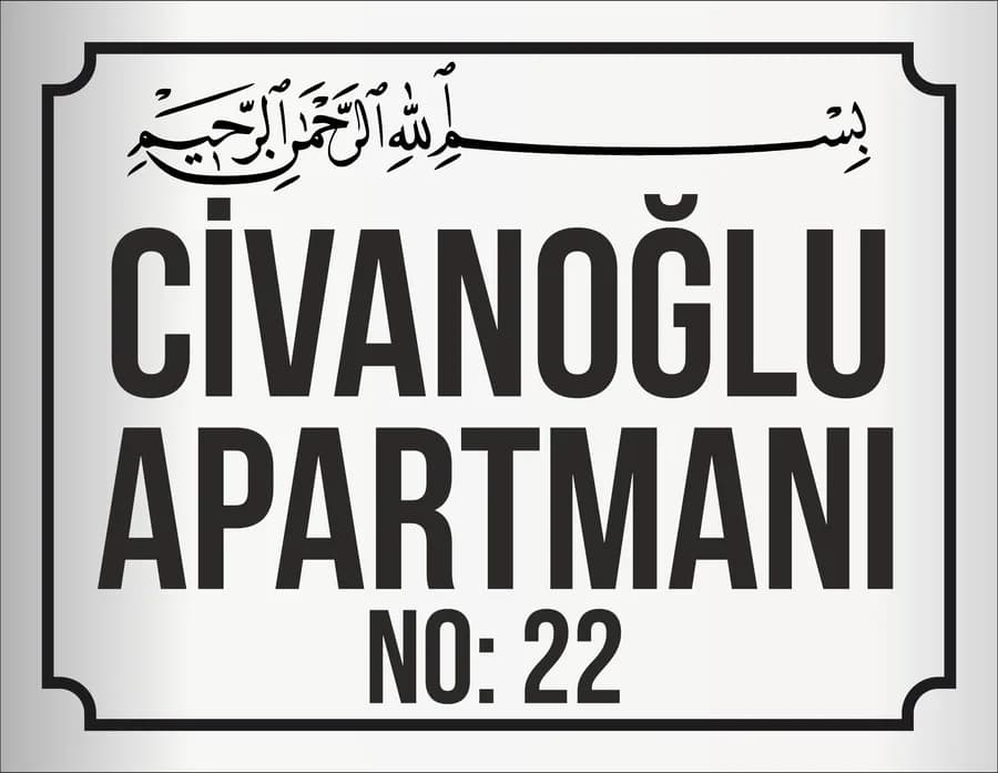 Apartman Tabelası (Besmele3) 30x40 cm ebat