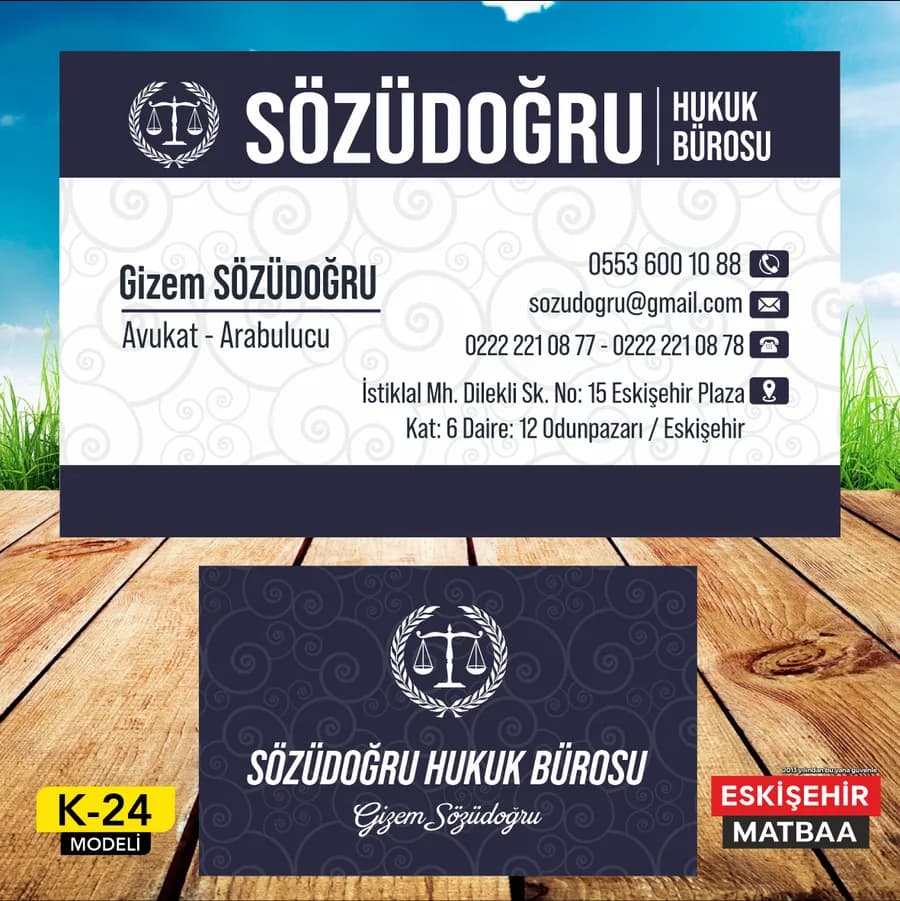 Lacivert Beyaz Arabulucu Kartviziti ön ve arka yüz tasarımı