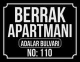 Apartman Tabelası (Siyah zemin gri yazı)