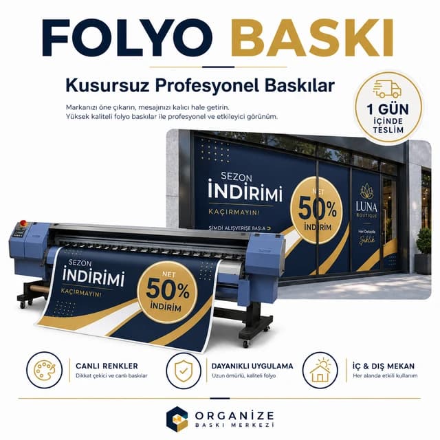 Dış mekan folyo baskı örneği