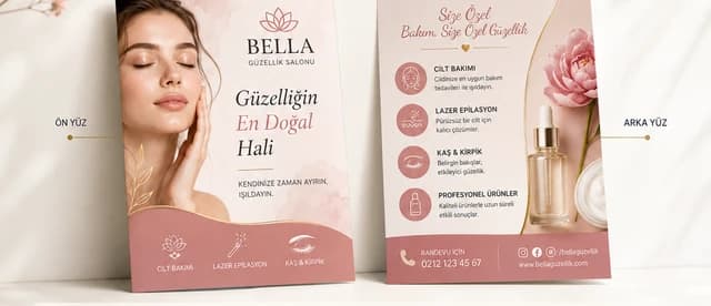 A6 çift yön broşür baskı örneği, ön ve arka yüz