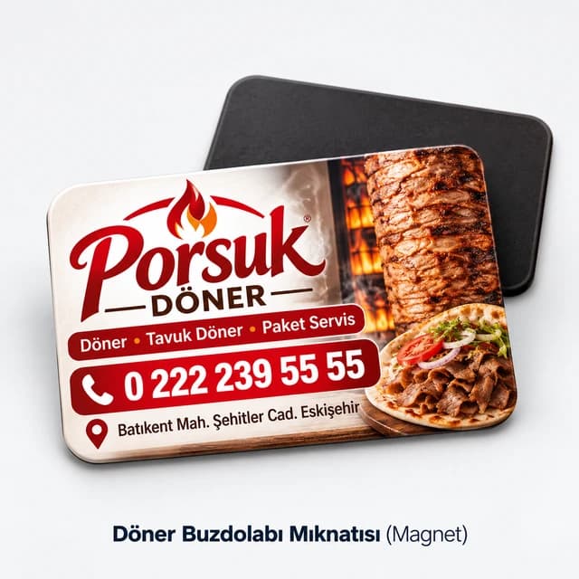 Dönerci için yatay buzdolabı magneti örneği