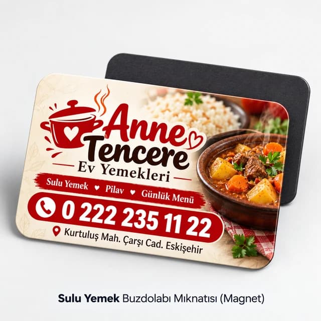 Ev yemekleri paket servisi için yatay buzdolabı magneti örneği