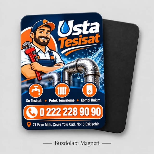 Tesisatçı için dikey buzdolabı magneti örneği