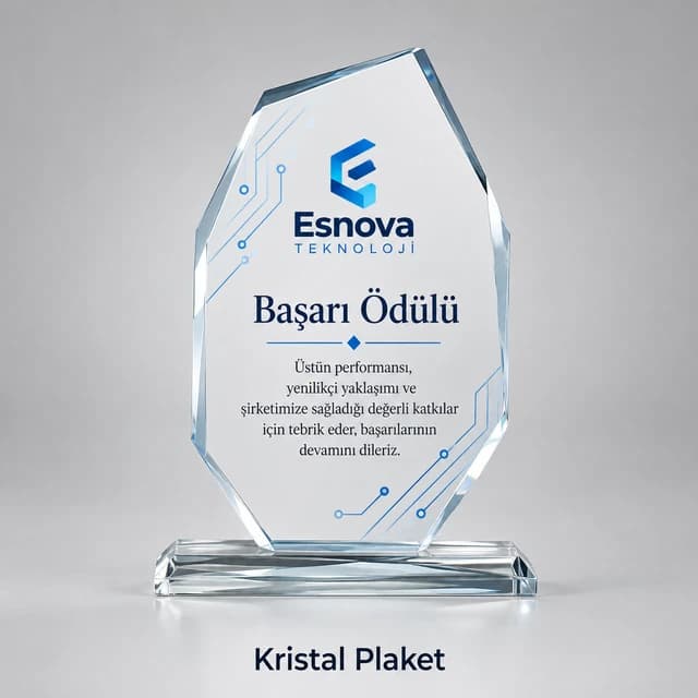 Teknoloji firması için kristal başarı ödülü plaketi örneği