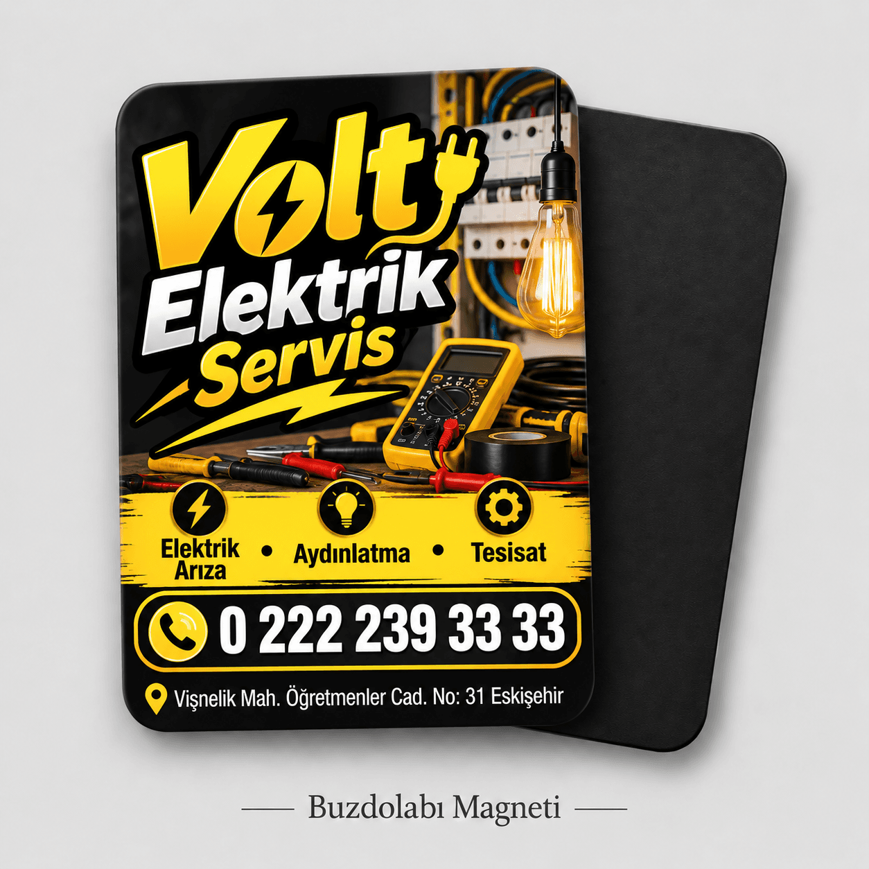 Elektrikçi için dikey buzdolabı magneti örneği