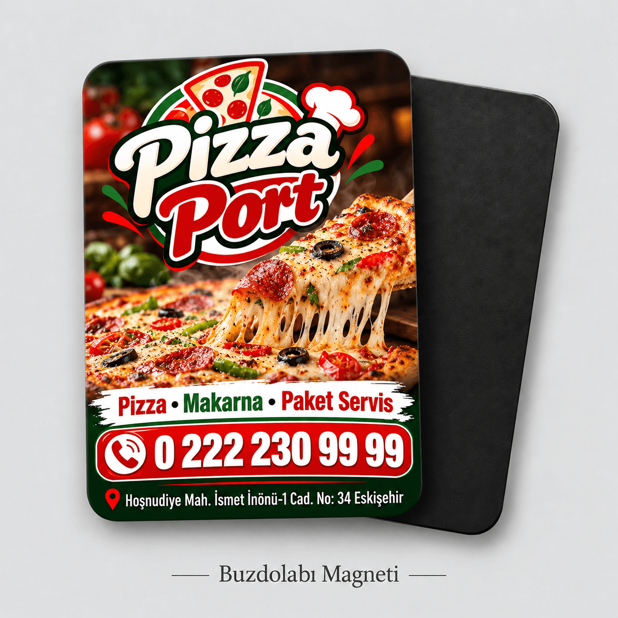 Pizzacı için dikey buzdolabı magneti örneği