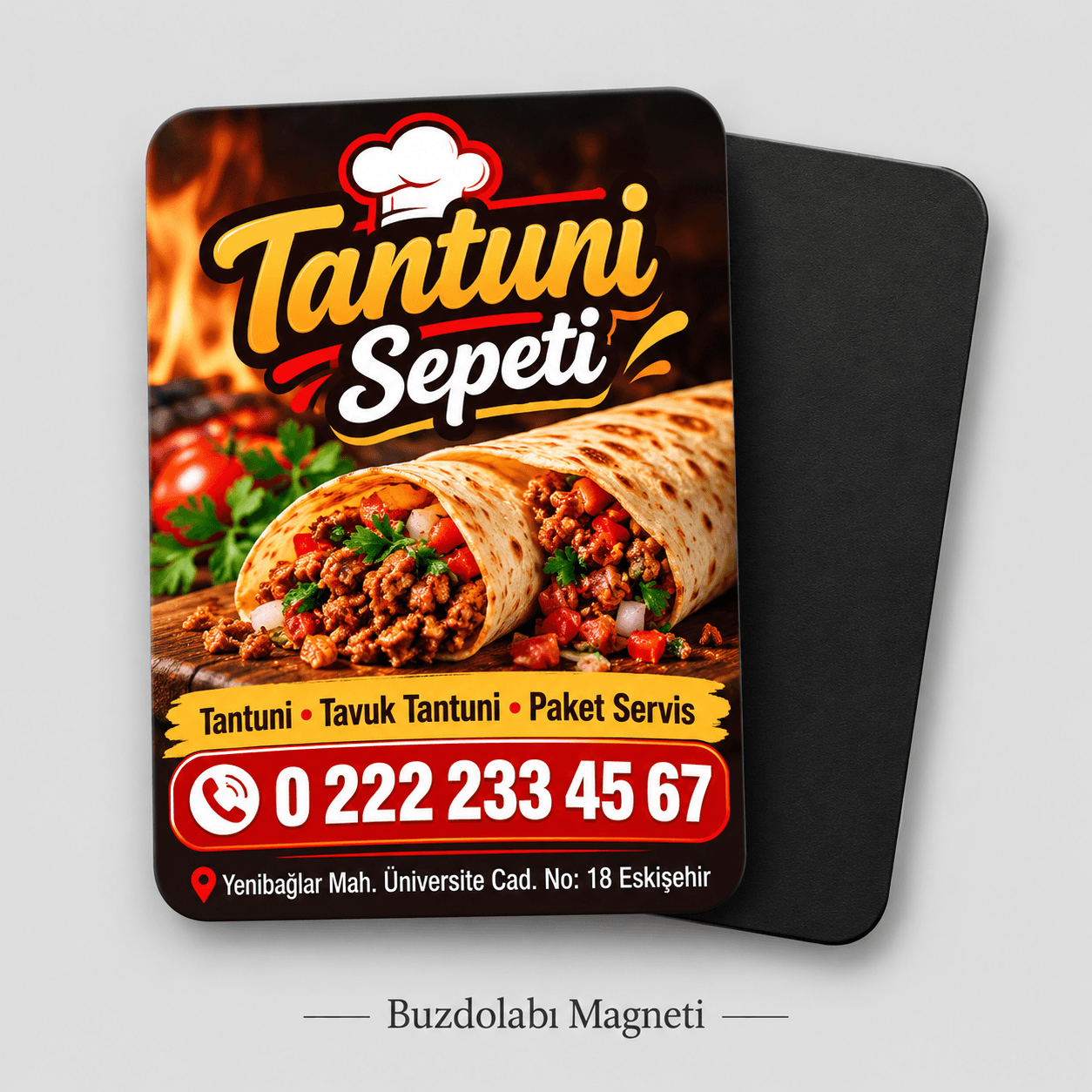 Tantuni paket servis için dikey buzdolabı magneti örneği