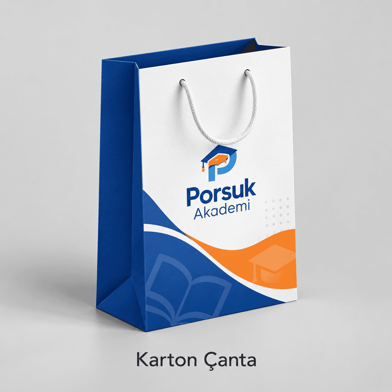Eğitim kurumu için baskılı karton çanta örneği