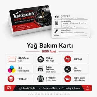Standart Yağ Takip Kartı ölçü ve özellikler - Organize Baskı Merkezi