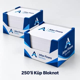 Promosyon amaçlı kurumsal logolu iki 250 yapraklı küp bloknot