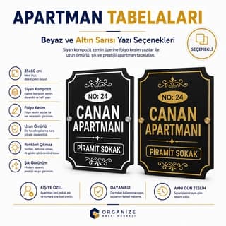 Apartman Tabelası (Siyah zemin altınsarısı yazı) - Apartman tabelası örnek tasarım 3