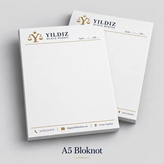 Hukuk bürosu için A5 bloknot örneği