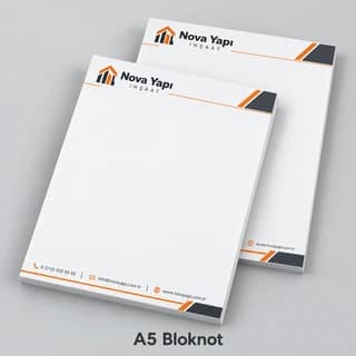 İnşaat firması için A5 bloknot örneği