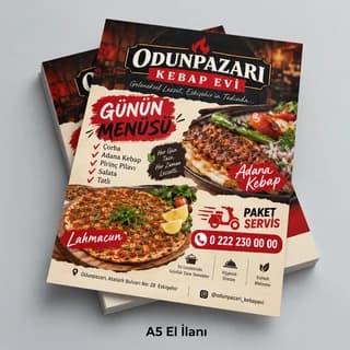 Kebap restoranı için A5 el ilanı baskı örneği