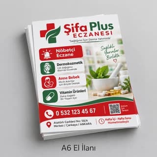 Eczane için A6 el ilanı örneği