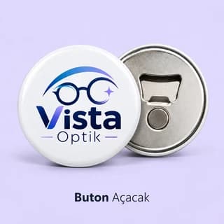 Optik mağazası için gözlük figürlü logo baskılı buton açacak