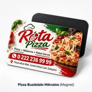 Pizza paket servis için yatay buzdolabı magneti örneği