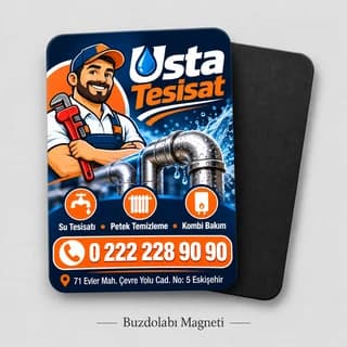 Tesisatçı için dikey buzdolabı magneti örneği