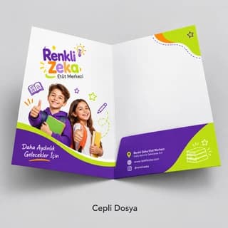 Etüt merkezi için renkli cepli dosya örneği