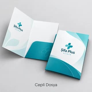 Klinik için turkuaz cepli dosya örneği