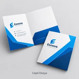Teknoloji firması için mavi cepli dosya örneği