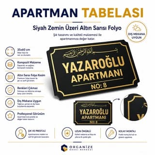 Apartman Tabelası (Siyah zemin gri yazı) - Apartman tabelası örnek tasarım 2