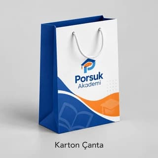 Eğitim kurumu için baskılı karton çanta örneği