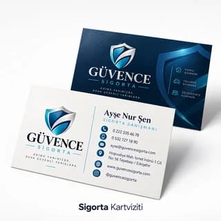 Sigorta danışmanı için lacivert kartvizit örneği