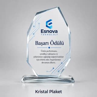 Teknoloji firması için kristal başarı ödülü plaketi örneği