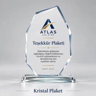 Kurumsal teşekkür için kristal plaket örneği
