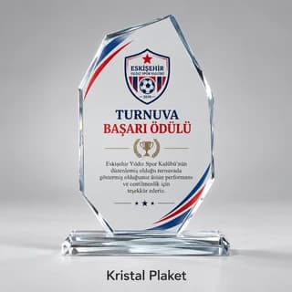 Futbol turnuvası başarı ödülü kristal plaket örneği