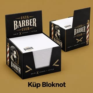 Berber salonu için baskılı küp bloknot örneği