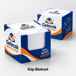 Eğitim kurumu için baskılı küp bloknot örneği