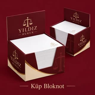 Hukuk bürosu için bordo küp bloknot örneği