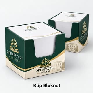 Kolej için yeşil baskılı küp bloknot örneği