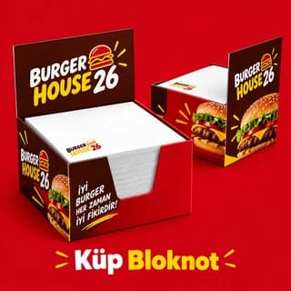 Burger restoranı için baskılı küp bloknot örneği