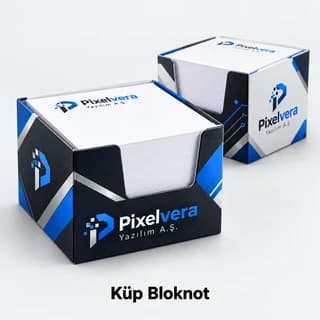 Yazılım firması için baskılı küp bloknot örneği