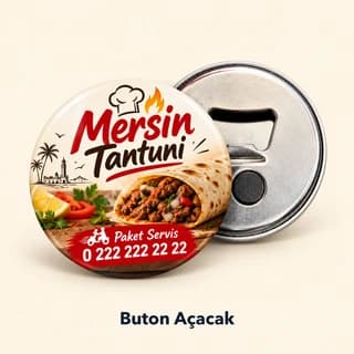 Tantuni restoranı için dürüm görselli, paket servis telefonu baskılı buton açacak