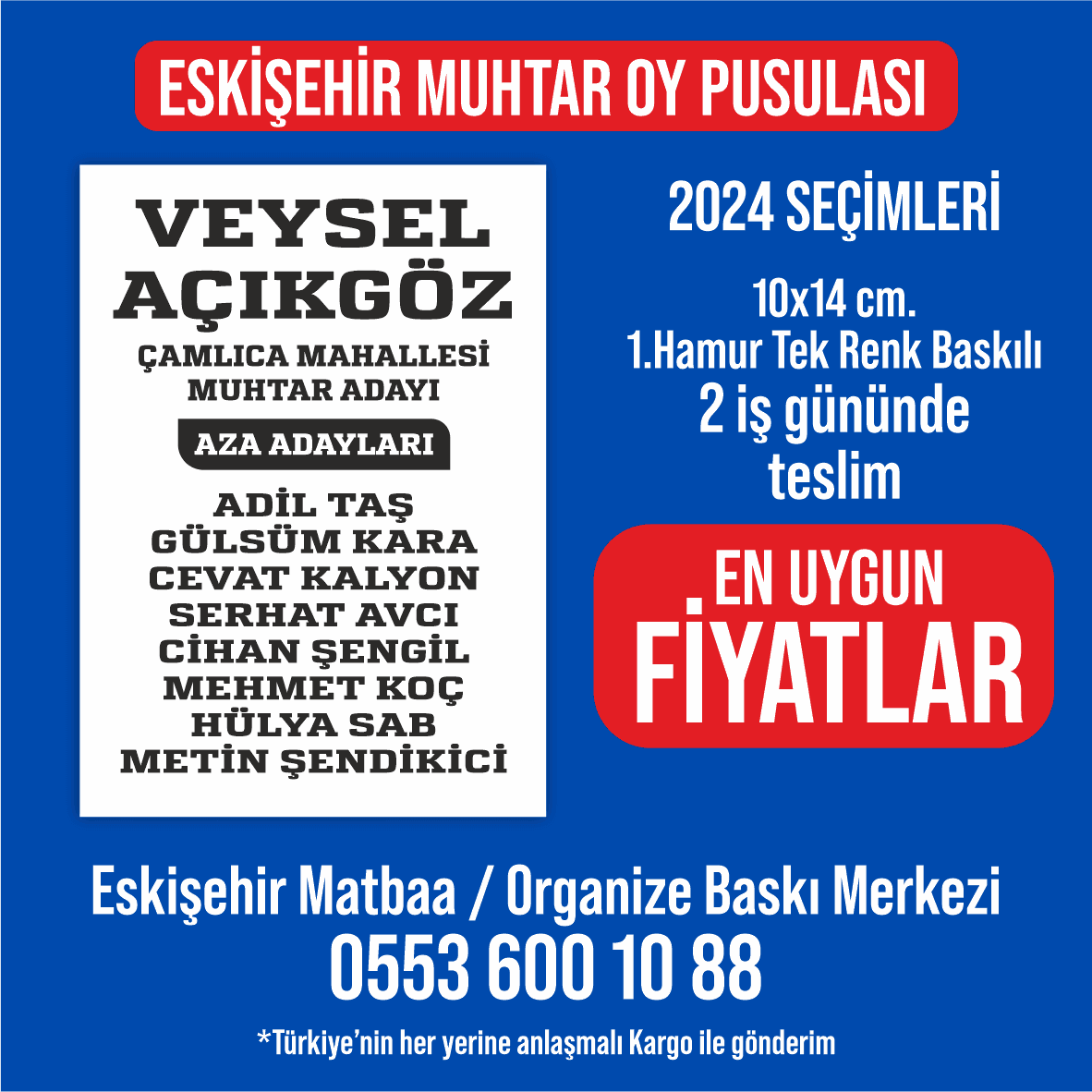 Eskişehir Muhtar Oy Pusulası
