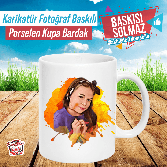 Karikatür Resim Porselen Kupa Bardak (1)