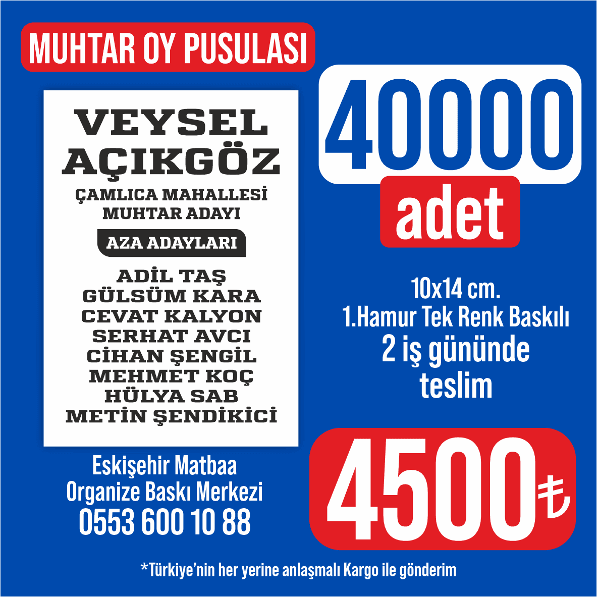 Muhtar Oy Pusulası - 40.000 adet