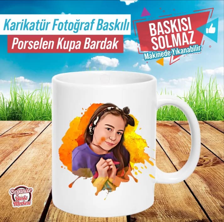 Karikatür Resim Porselen Kupa Bardak (1)