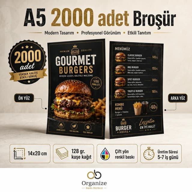 A5 2.000 adet broşür baskı örneği - Organize Baskı Merkezi