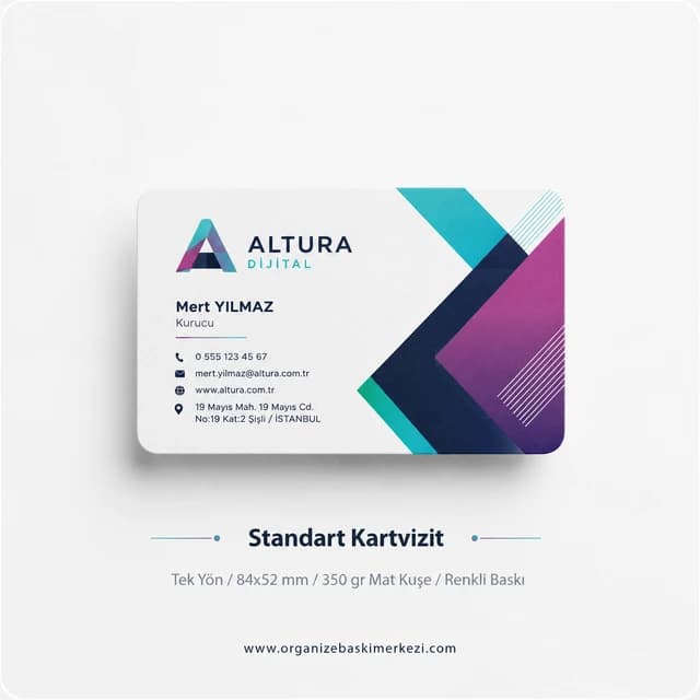 Standart Kartvizit ürün görünümü – Organize Baskı Merkezi