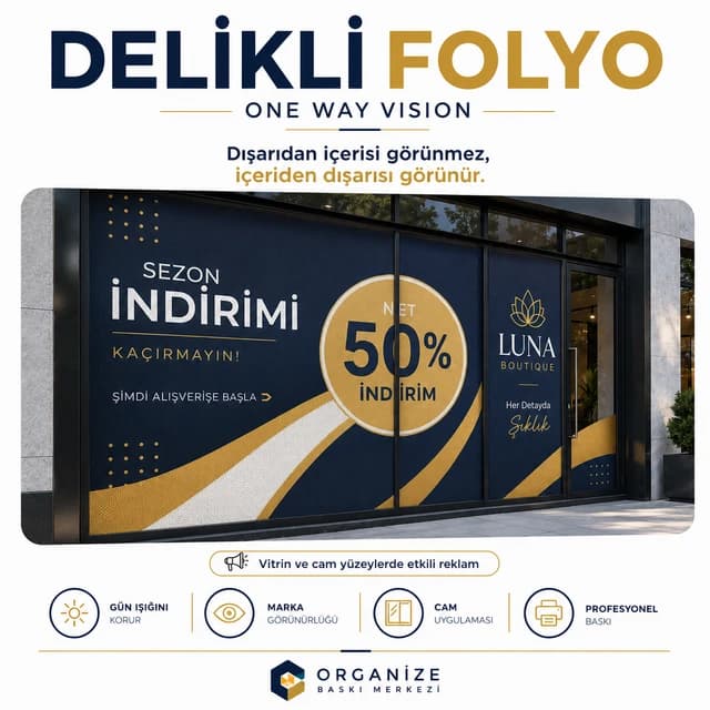 One Way Vision Baskı - Delikli folyo (one way vision) baskı örneği