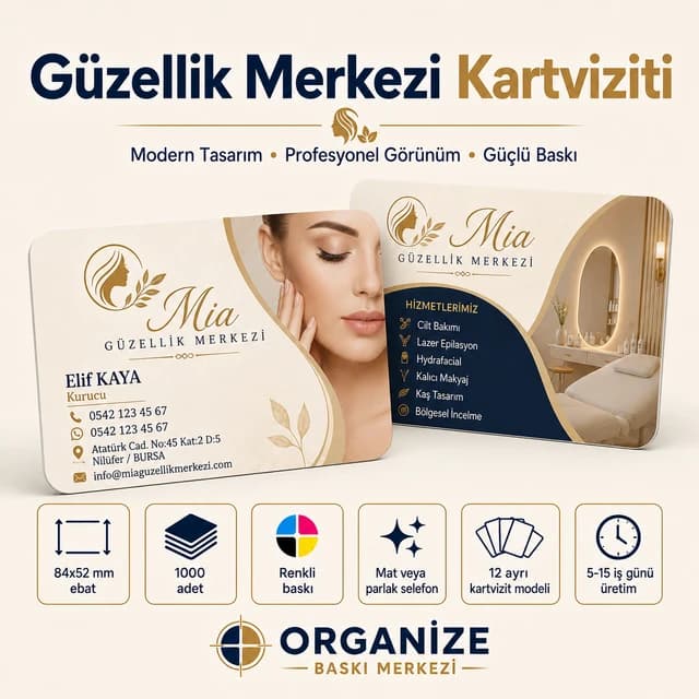Güzellik Merkezi kartviziti örnek tasarımı