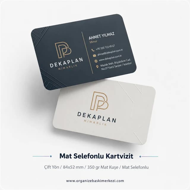 Mat Selefonlu Kartvizit ürün görünümü – Organize Baskı Merkezi